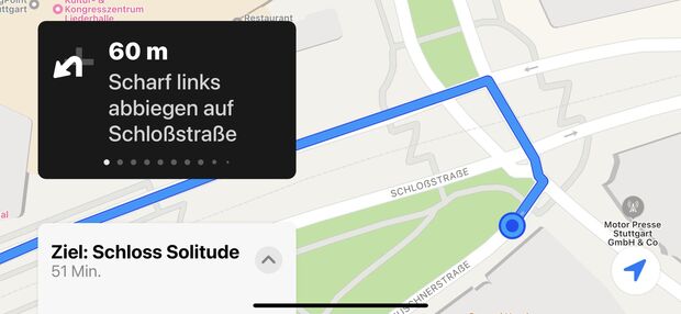 Apples App Karten/Maps, Fahrradnavigation