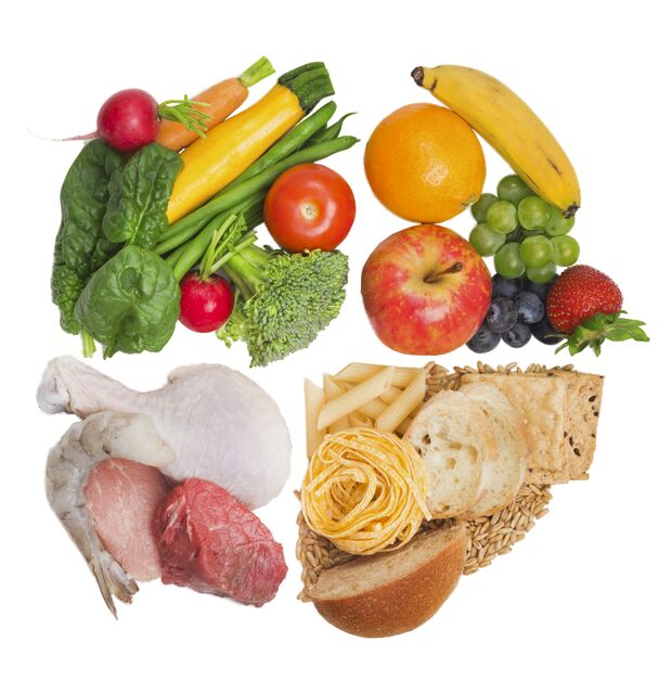 ChooseMyPlate Healthy Food and Plate of USDA Balanced Diet Recommendation