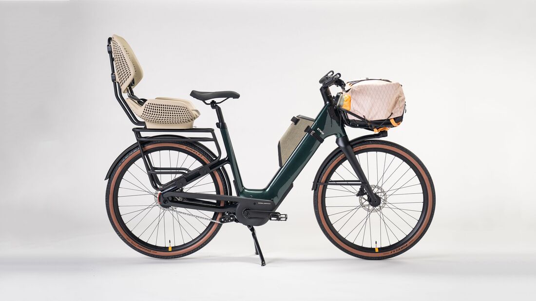 E-Bike I Concept Bike Decathlon Magic Bike 2_0 I Seitenansicht mit Kindersitz