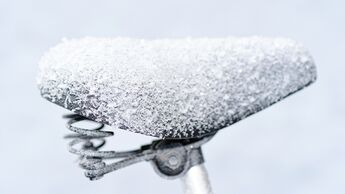 Frosty Bicycle Saddle During Winter