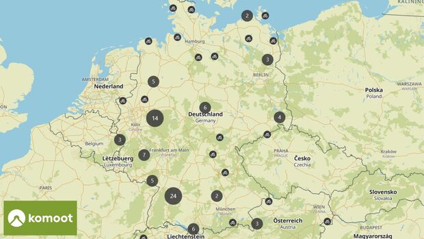 Karte der ROADBIKE-Lesertouren in ganz Deutschland
