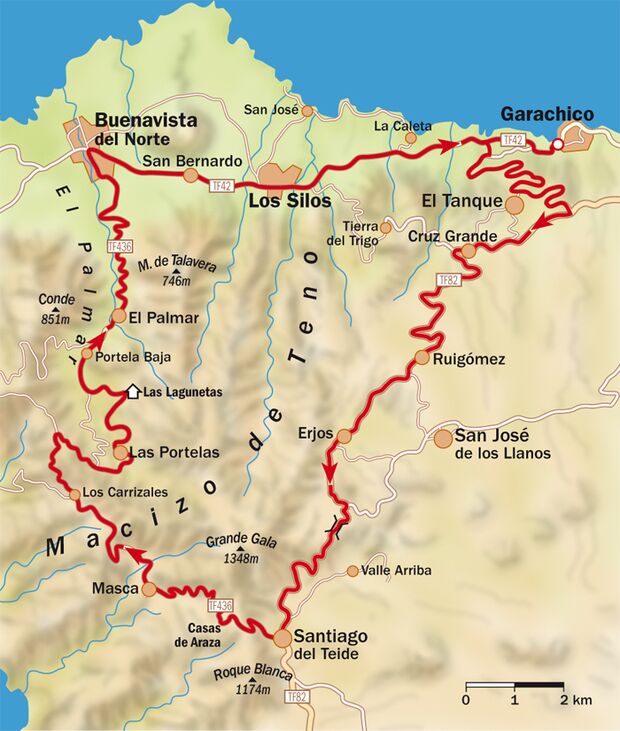 RB 0210 Teneriffa - Teno-Gebirge - Tour 1 - Karte