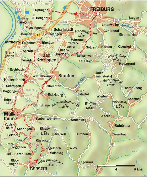RB Südschwarzwald Tour 2 - Markgräfler Land  - Karte