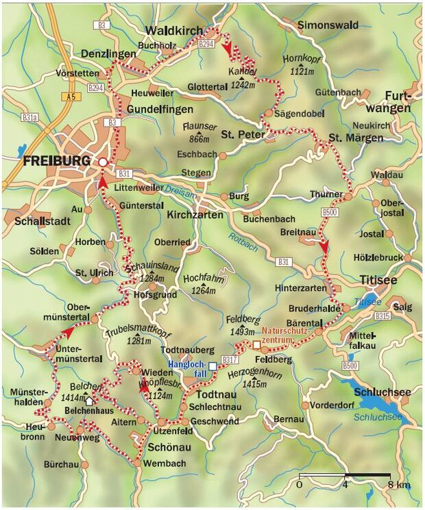 RB Südschwarzwald Tour 4 - Gipfelsammlung - Karte