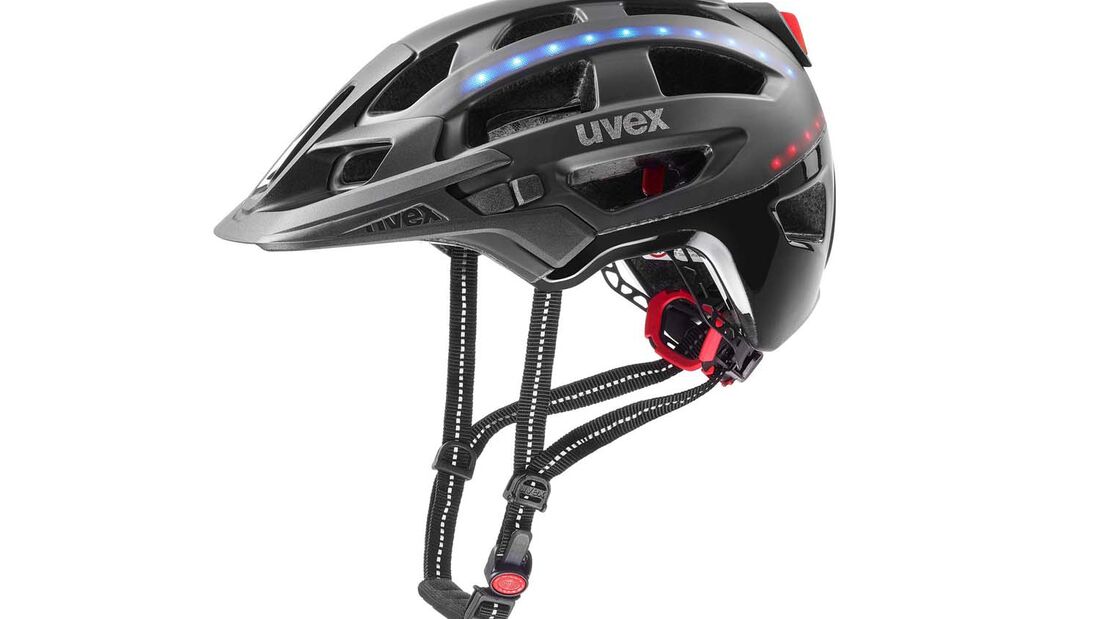 Fahrrad-Helm mit Rücklicht 6 LEDs in 3 Leucht-Modi, abnehmbarem Visor,  34,99 €