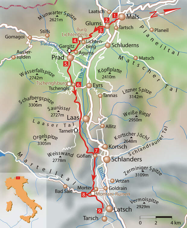 Vinschgauer Zugtrail Karte