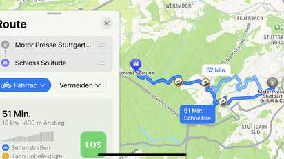 Apples Karten App nun mit Fahrrad Navigation bike x